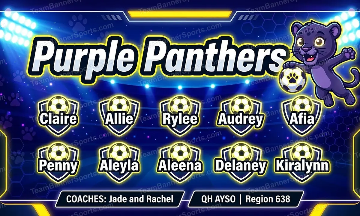 Purple Panthers soccer team banner created with AI