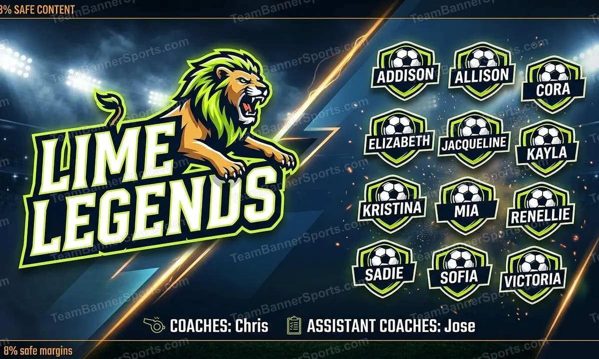 Lime Legends soccer team banner created with AI