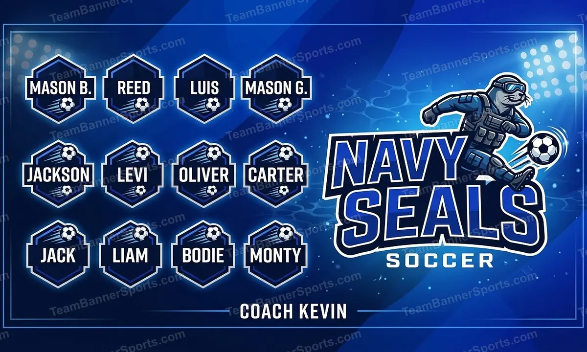 Navy Seals soccer team banner created with AI