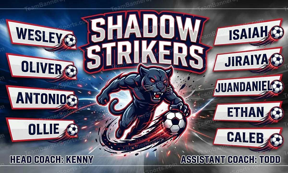 Shadow Strikers soccer team banner created with AI