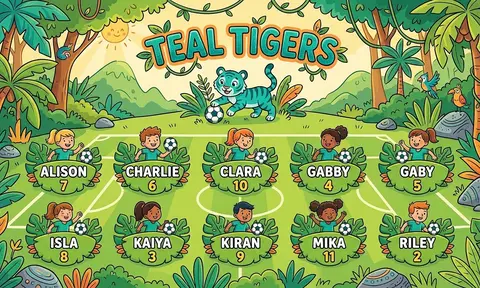 Teal Tigers Soccer AI image template