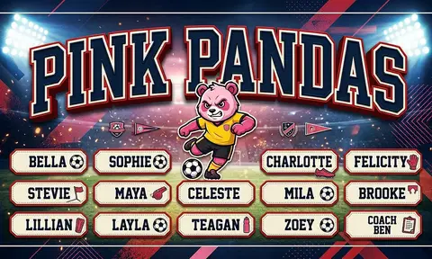 Pink Pandas Soccer AI image template