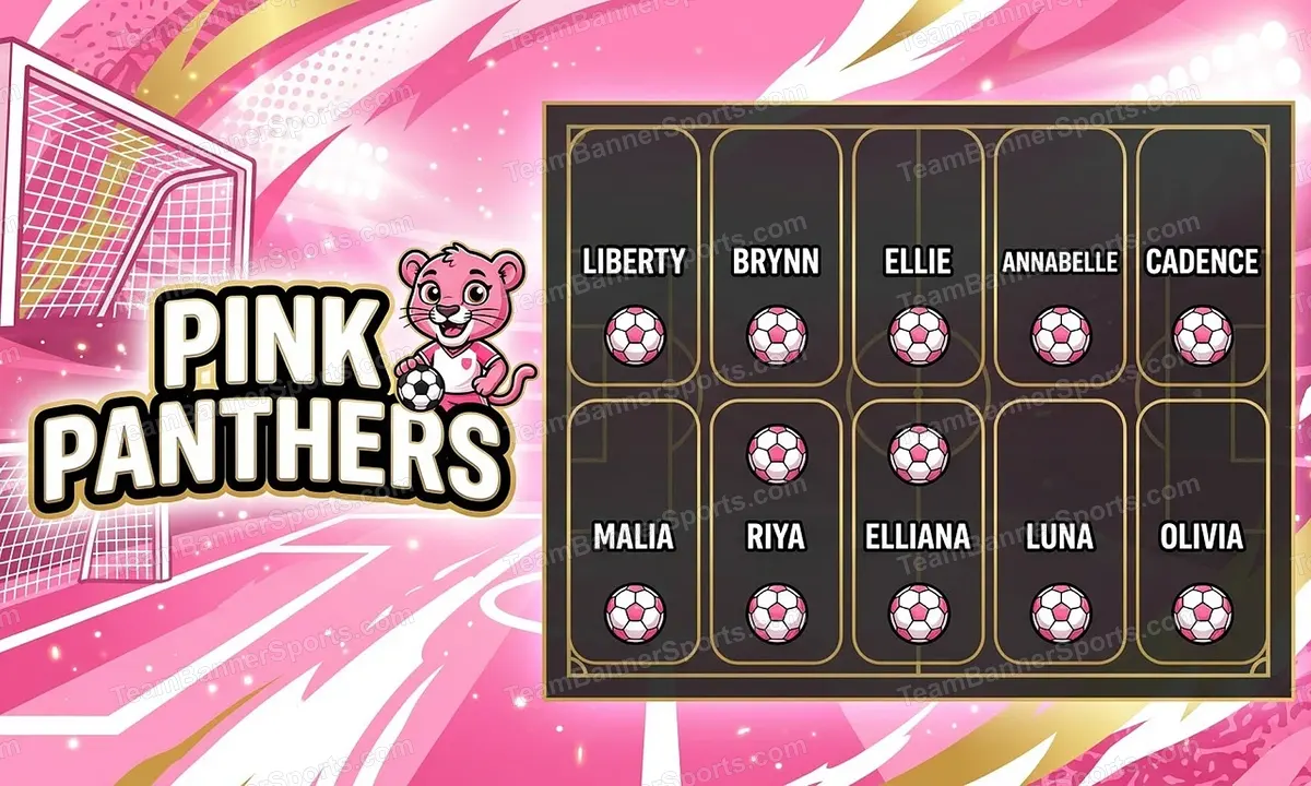 Pink Panthers soccer team banner created with AI