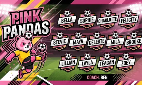 Pink Pandas Soccer AI image template
