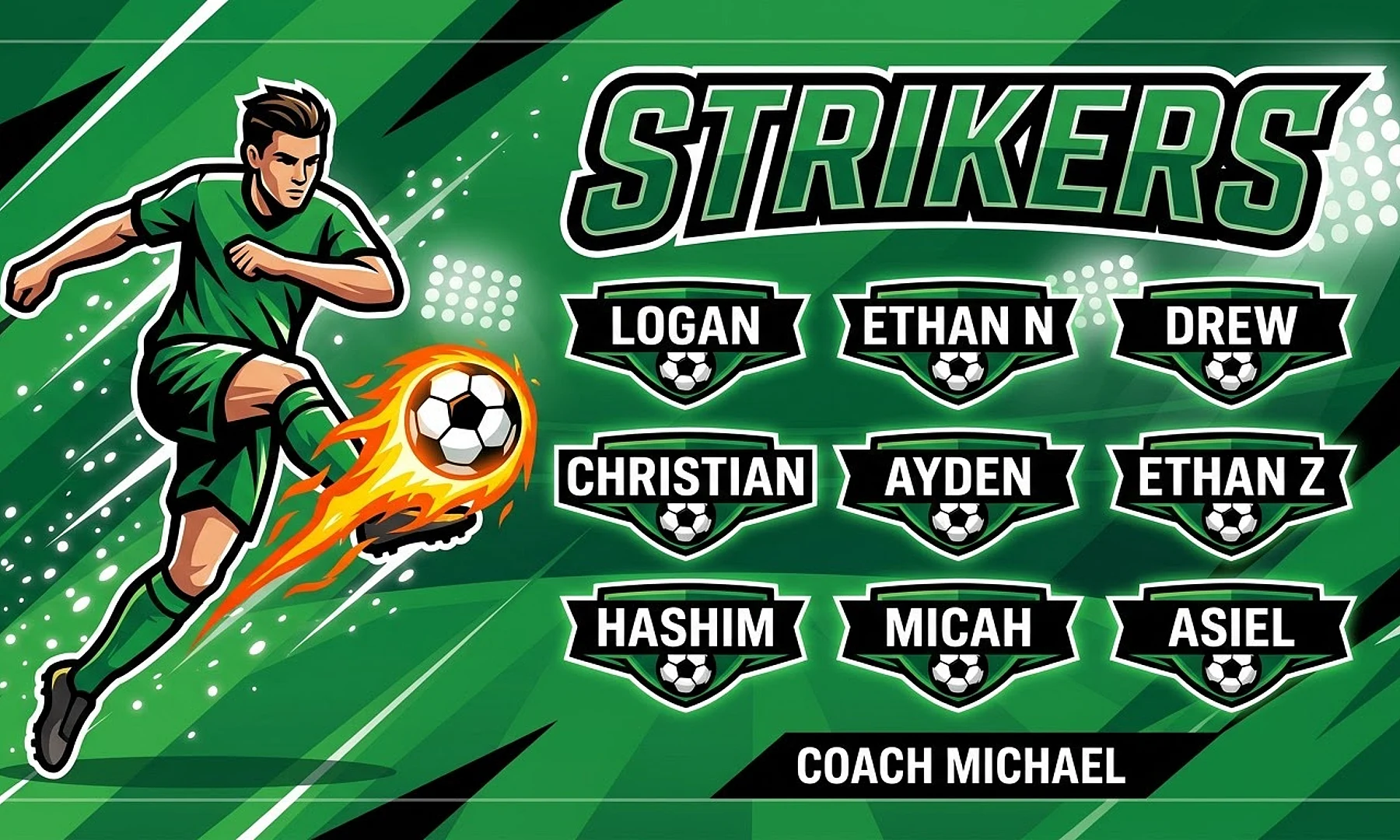 Strikers soccer team banner created with AI