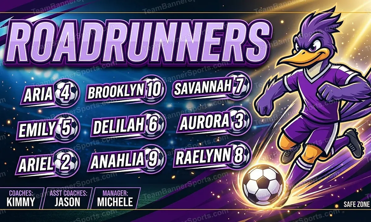 Roadrunners soccer team banner created with AI