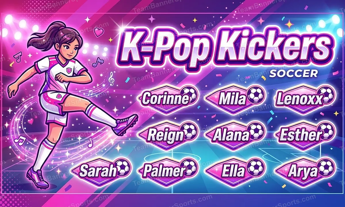 K-Pop Kickers soccer team banner created with AI