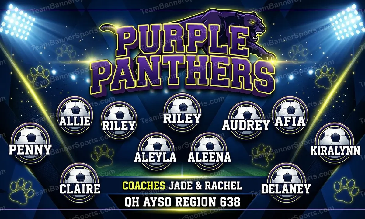 Purple Panthers soccer team banner created with AI