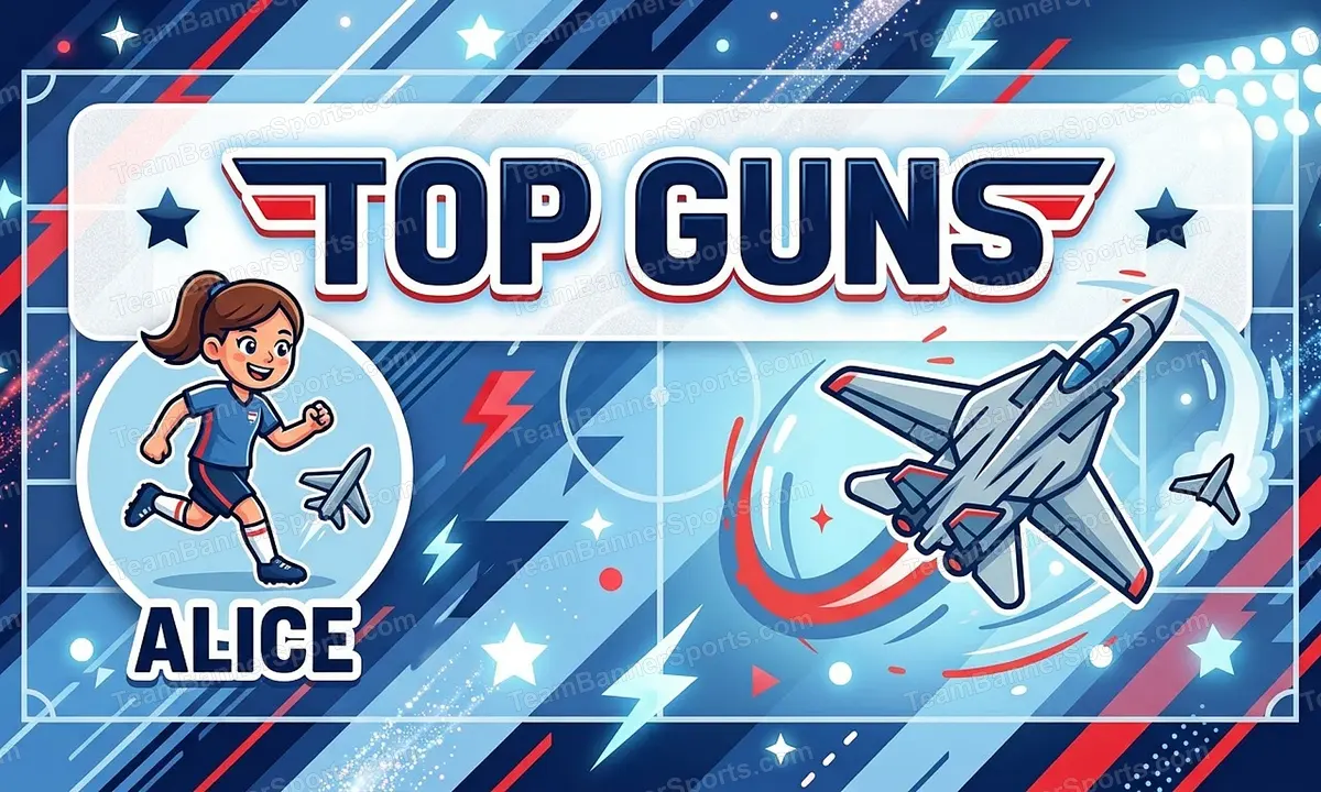 Top Guns soccer team banner created with AI