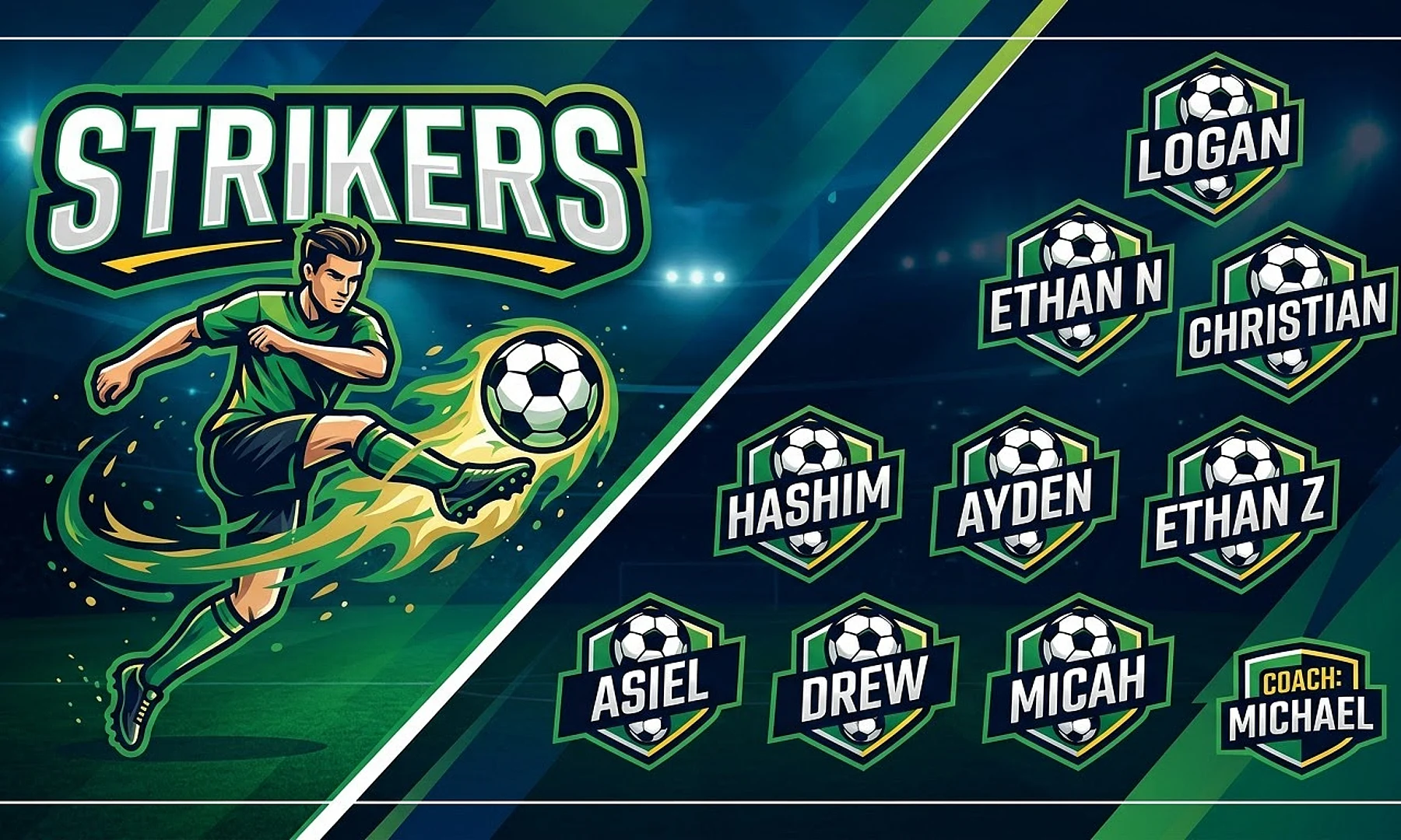 Strikers soccer team banner created with AI