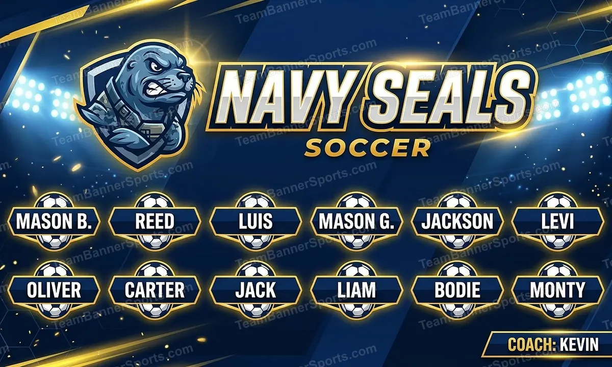 Navy Seals soccer team banner created with AI