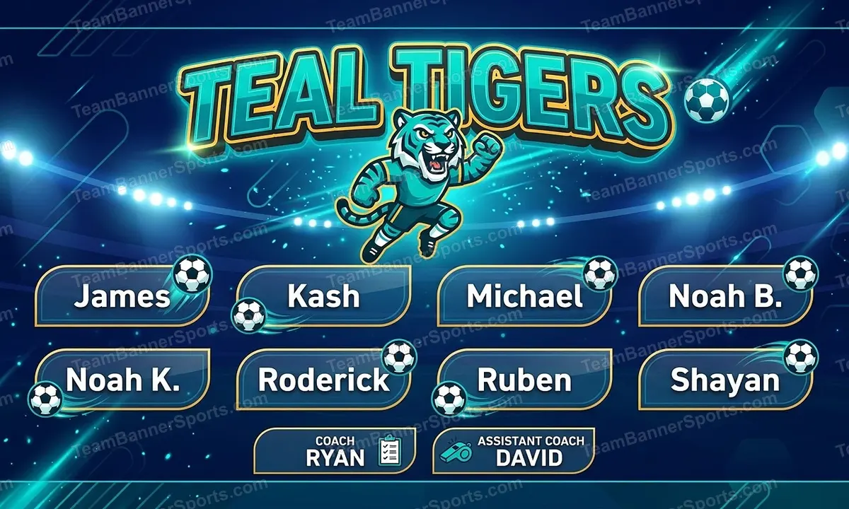 Teal Tigers soccer team banner created with AI