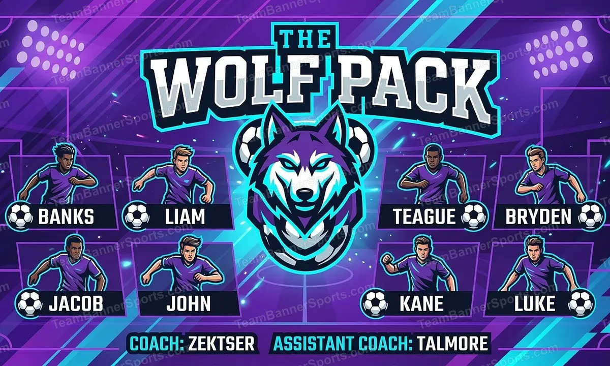 The Wolf Pack soccer team banner created with AI