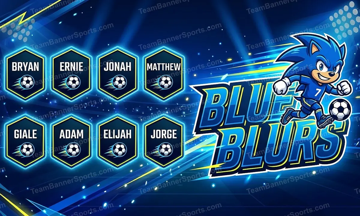 Blue Blurs soccer team banner created with AI