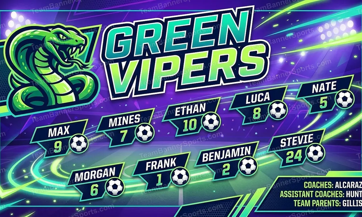Green vipers soccer team banner created with AI