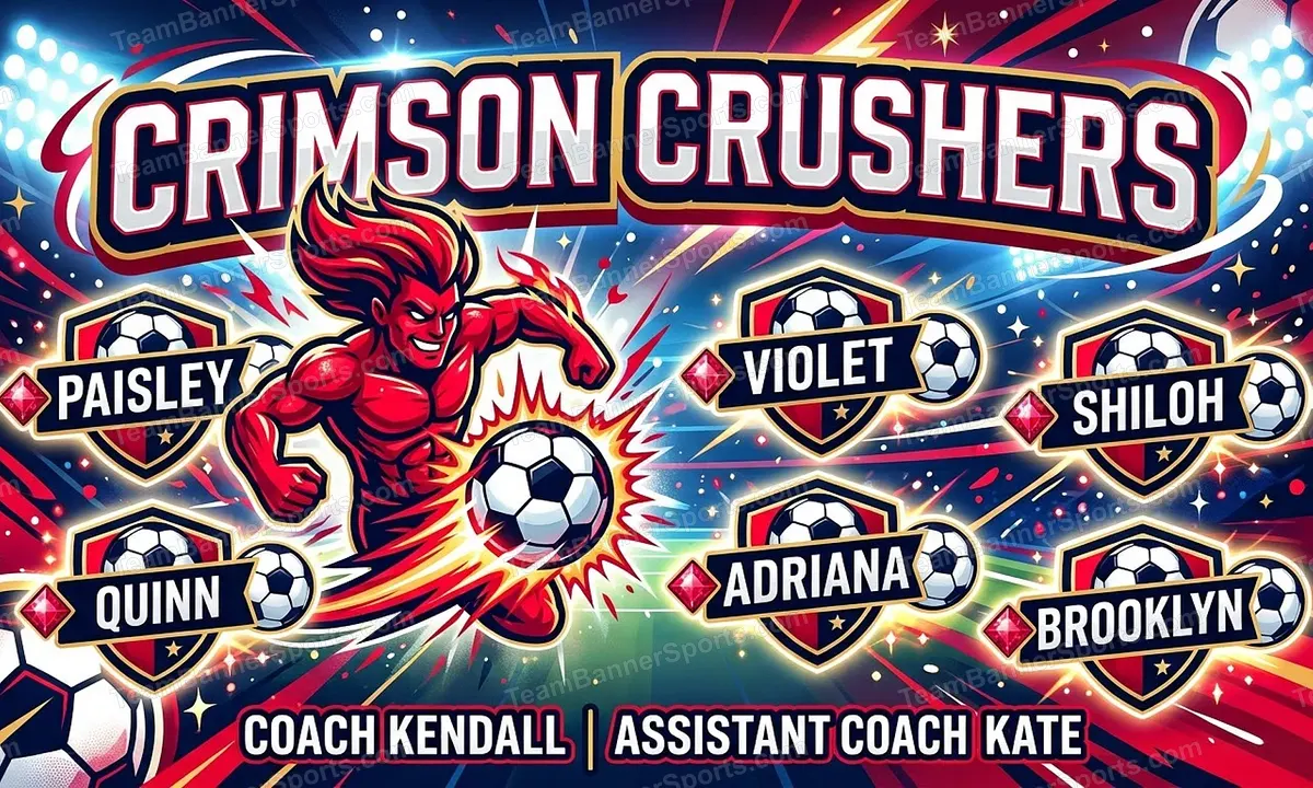 Crimson crushers soccer team banner created with AI