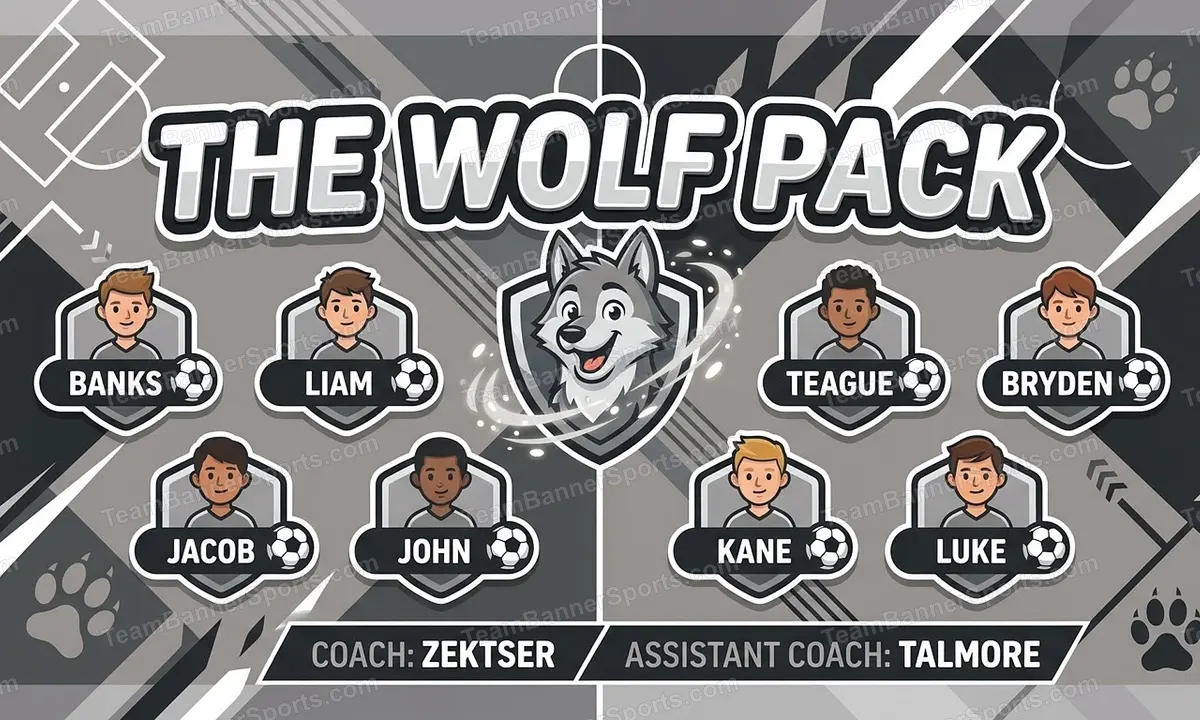 The Wolf Pack soccer team banner created with AI