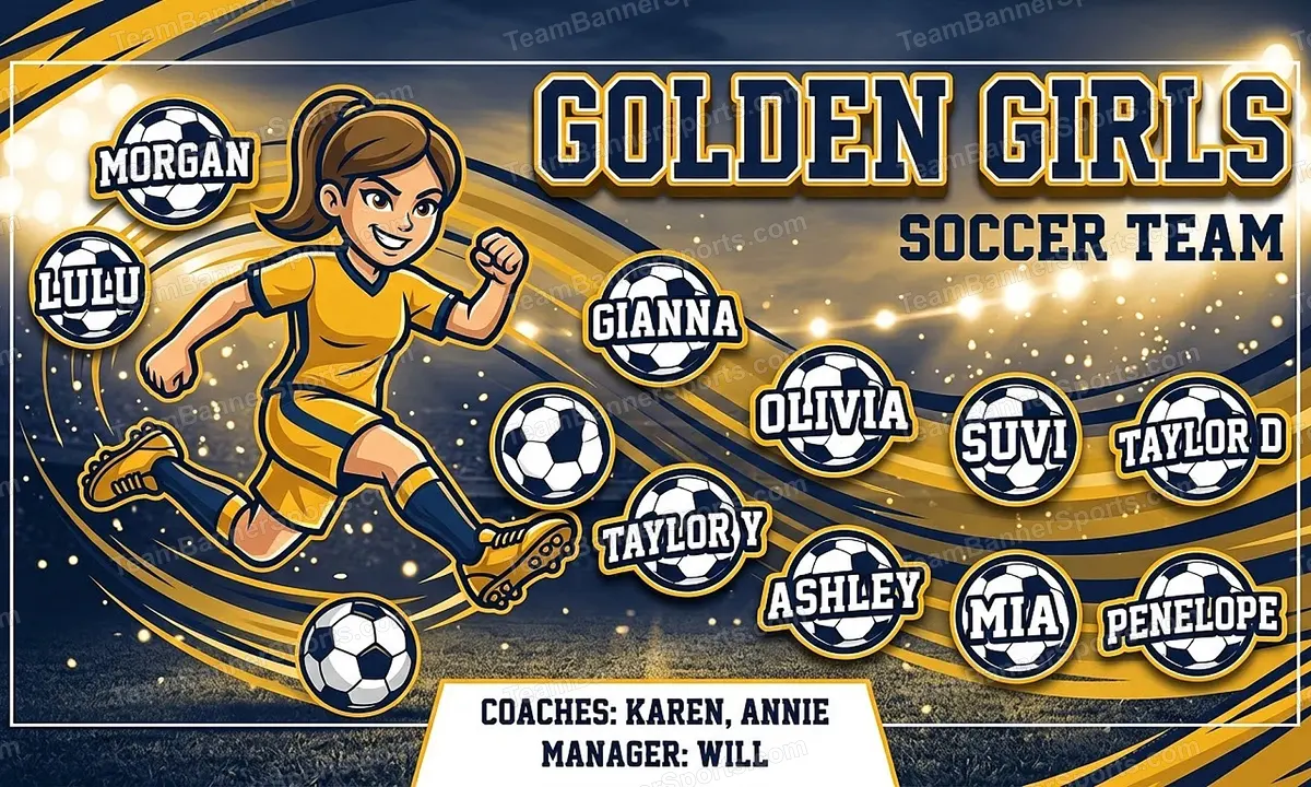 Golden Girls soccer team banner created with AI