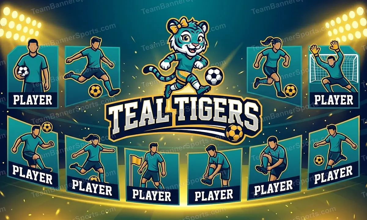 Teal tigers soccer team banner created with AI