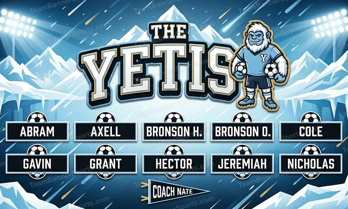 The Yetis soccer team banner created with AI