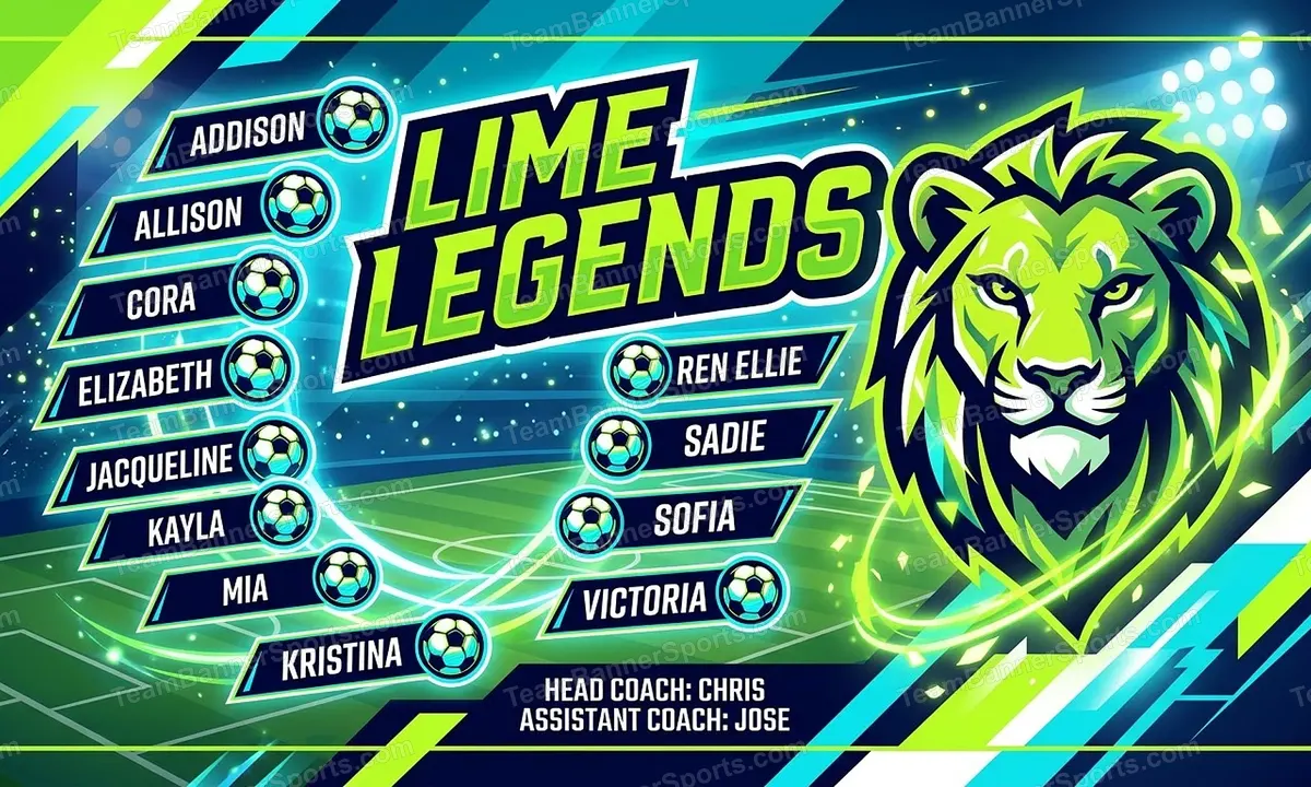 Lime Legends soccer team banner created with AI
