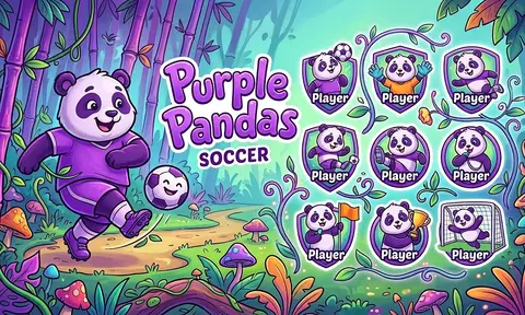 Purple Pandas Soccer AI image template