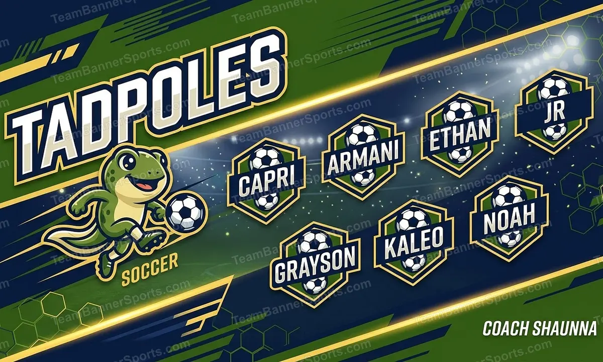 Tadpoles soccer team banner created with AI