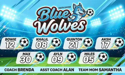 Blue Wolves Soccer AI image template