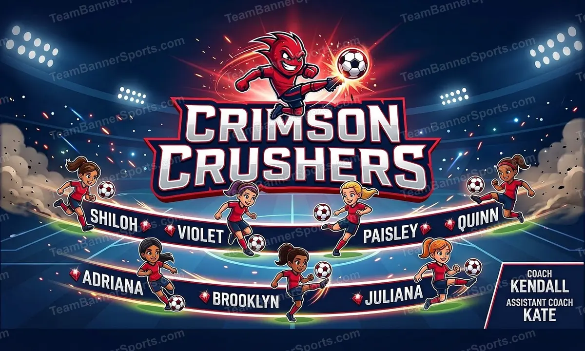 Crimson crushers soccer team banner created with AI