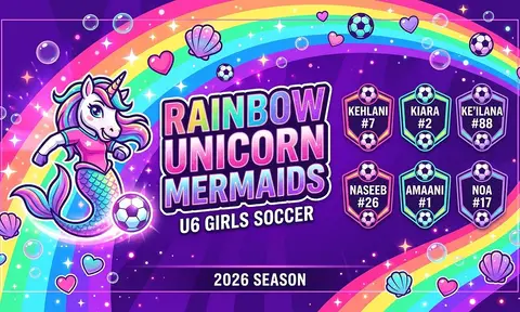 Rainbow Unicorn Mermaids Soccer AI image template