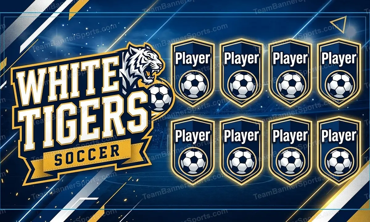 White Tigers soccer team banner created with AI