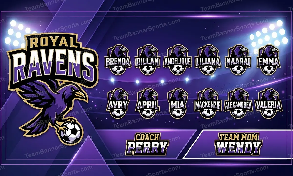 Royal Ravens soccer team banner created with AI