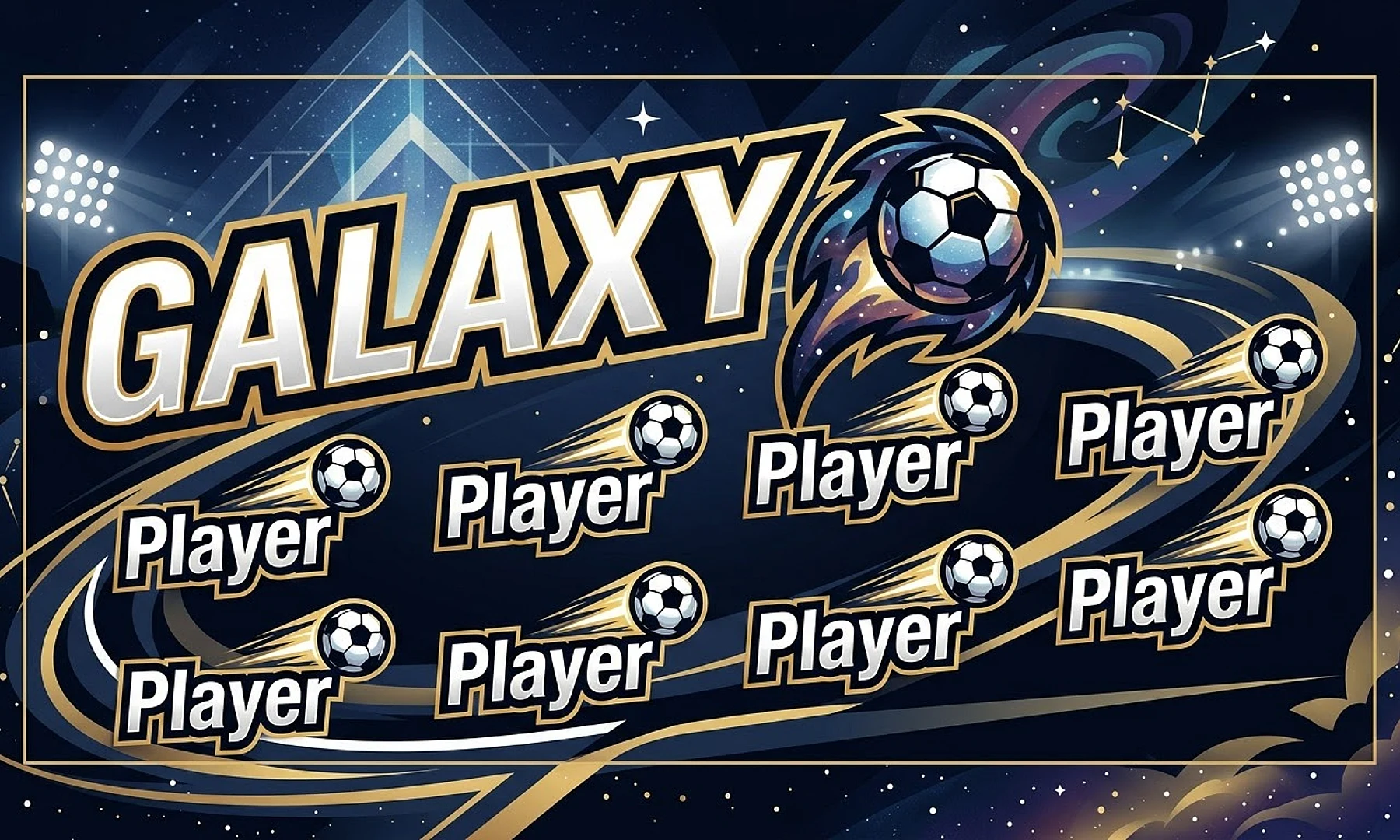 Galaxy soccer team banner created with AI