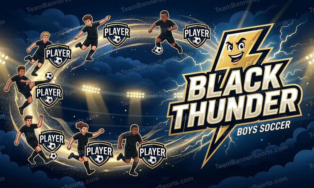 Black Thunder soccer team banner created with AI