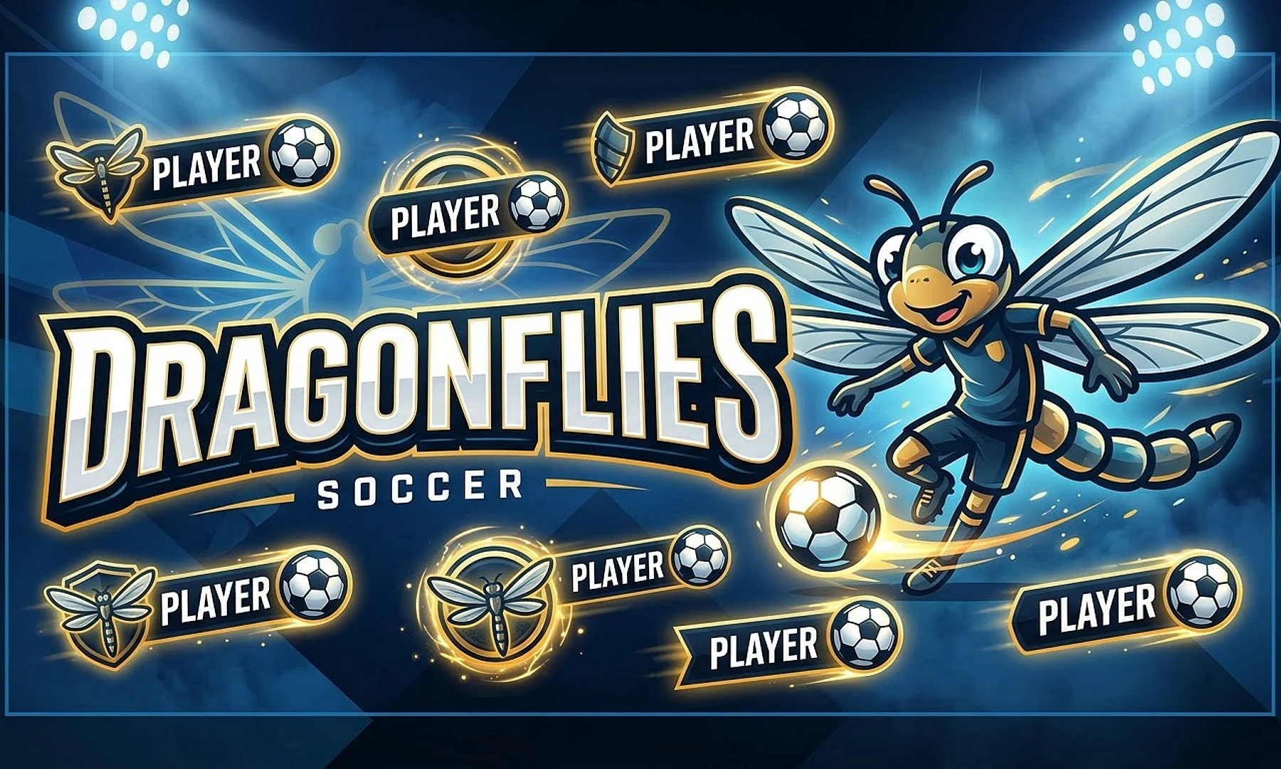 dragonflies soccer team banner created with AI