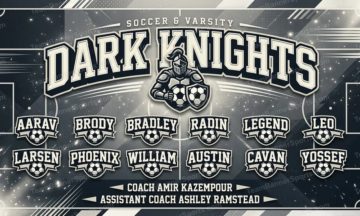 Dark Knights soccer team banner created with AI