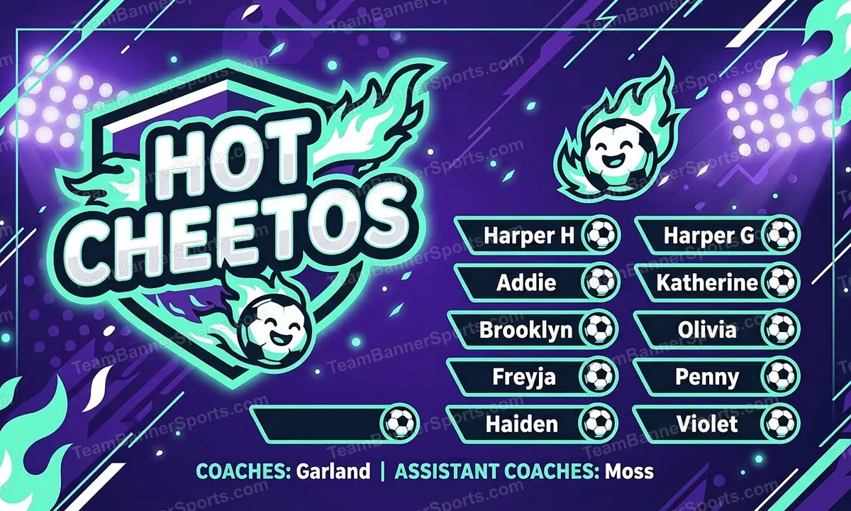 Hot Cheetos soccer team banner created with AI