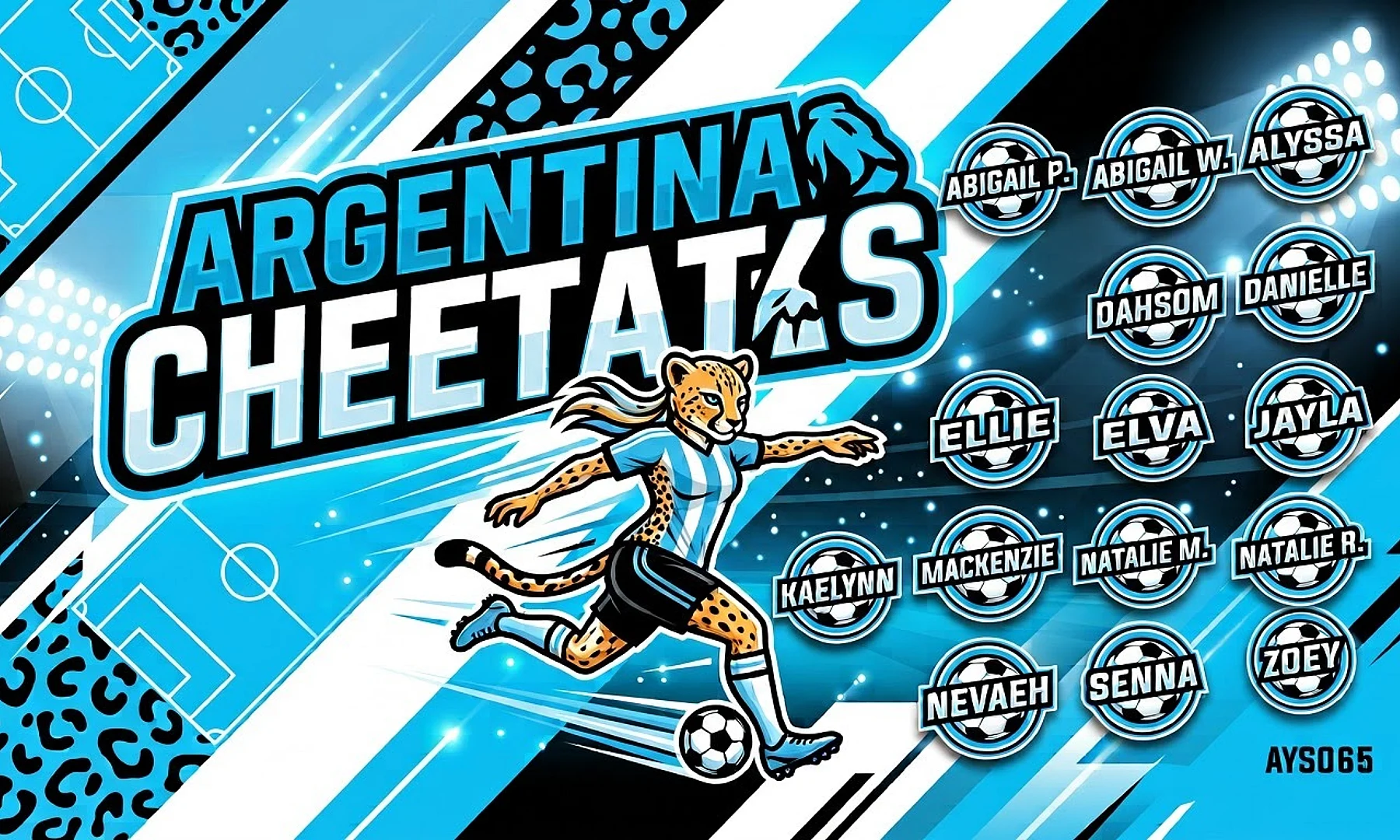 Argentina Cheetahs soccer team banner created with AI