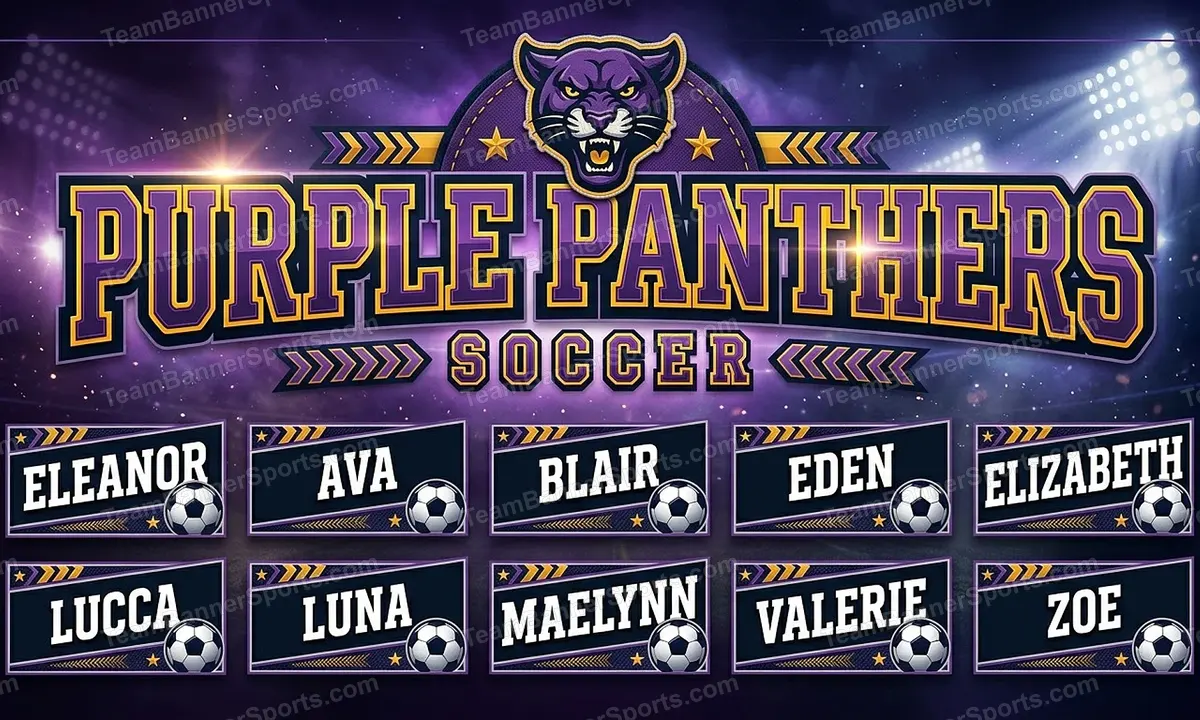 Purple Panthers soccer team banner created with AI