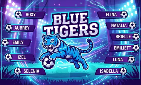 Blue Tigers Soccer AI image template