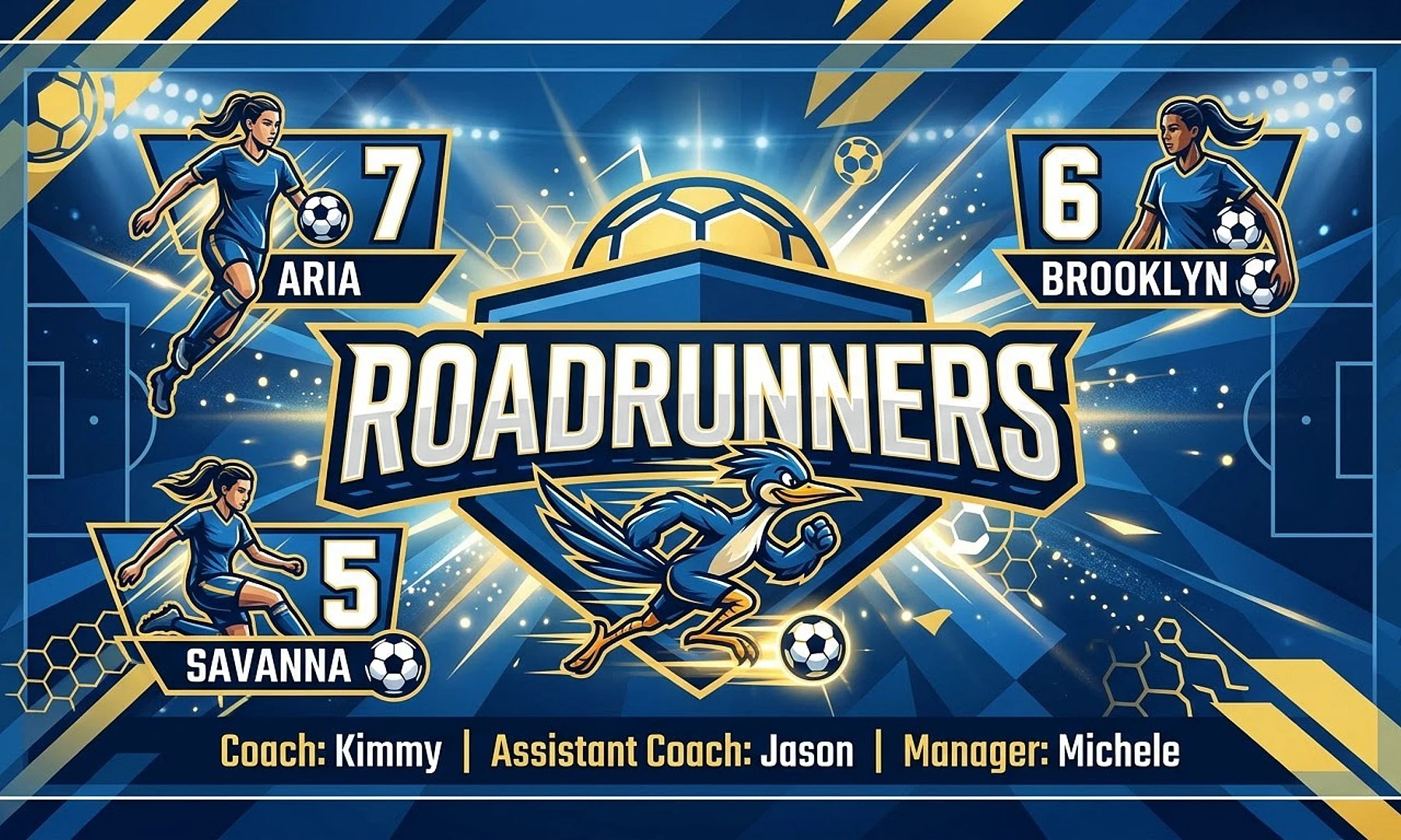 Roadrunners soccer team banner created with AI
