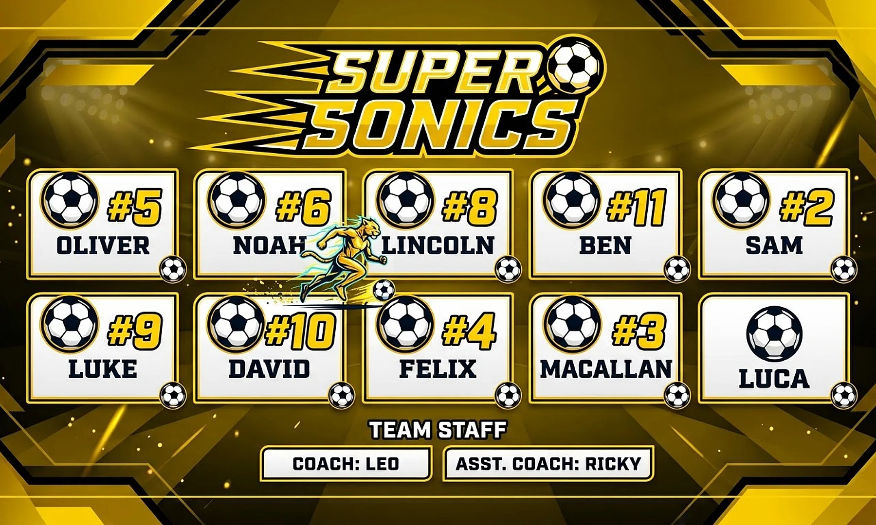 Super sonics soccer team banner created with AI