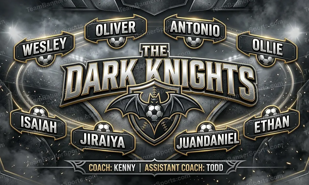 The Dark Knights soccer team banner created with AI