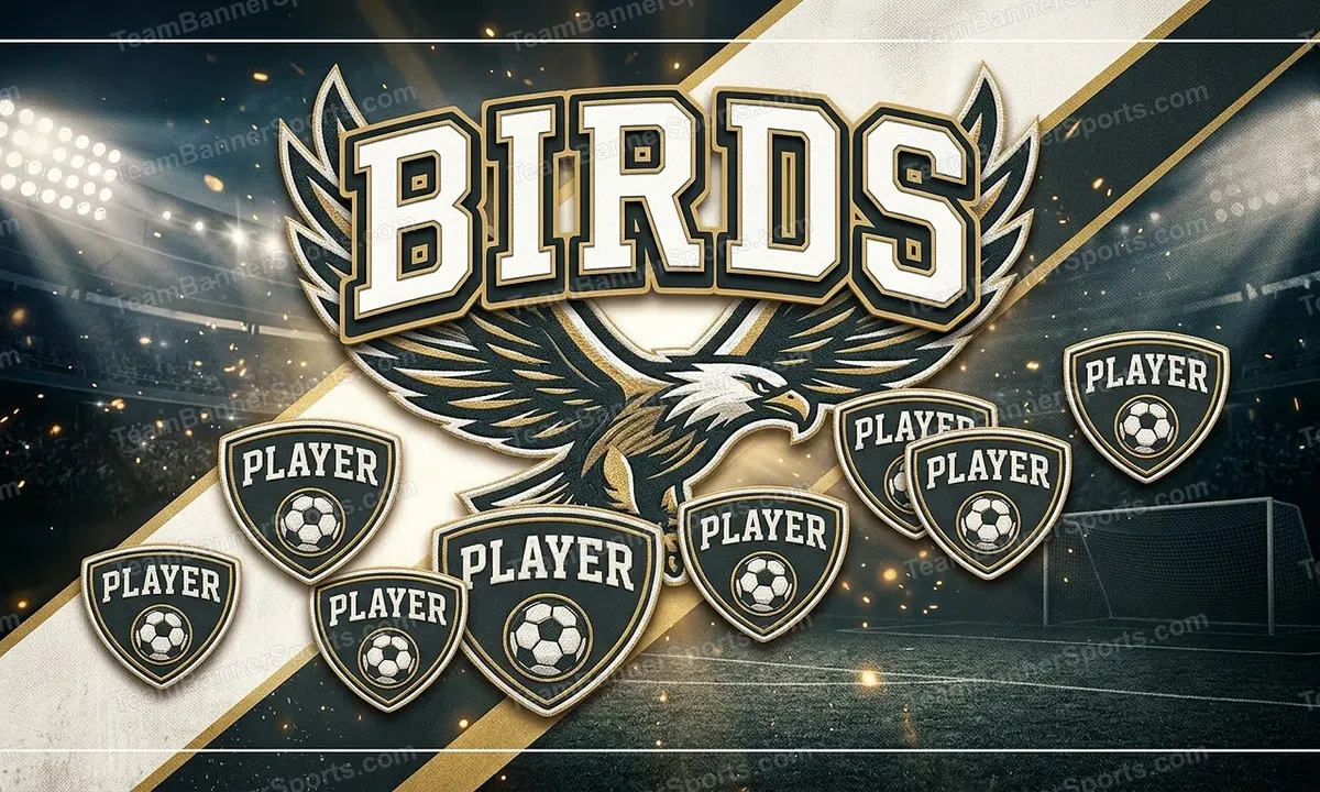 birds soccer team banner created with AI