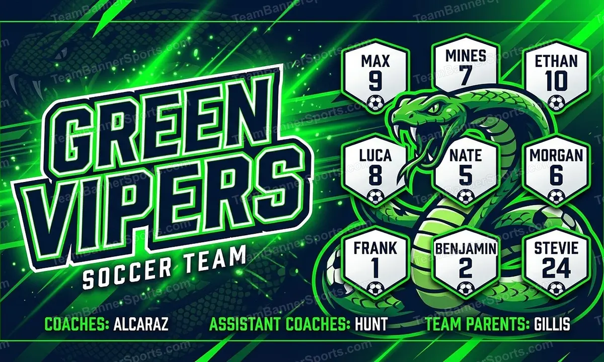 Green vipers soccer team banner created with AI