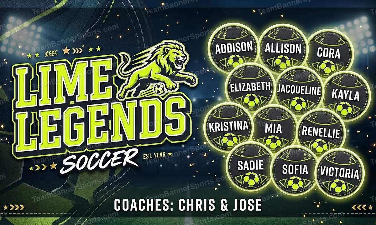 Lime Legends soccer team banner created with AI