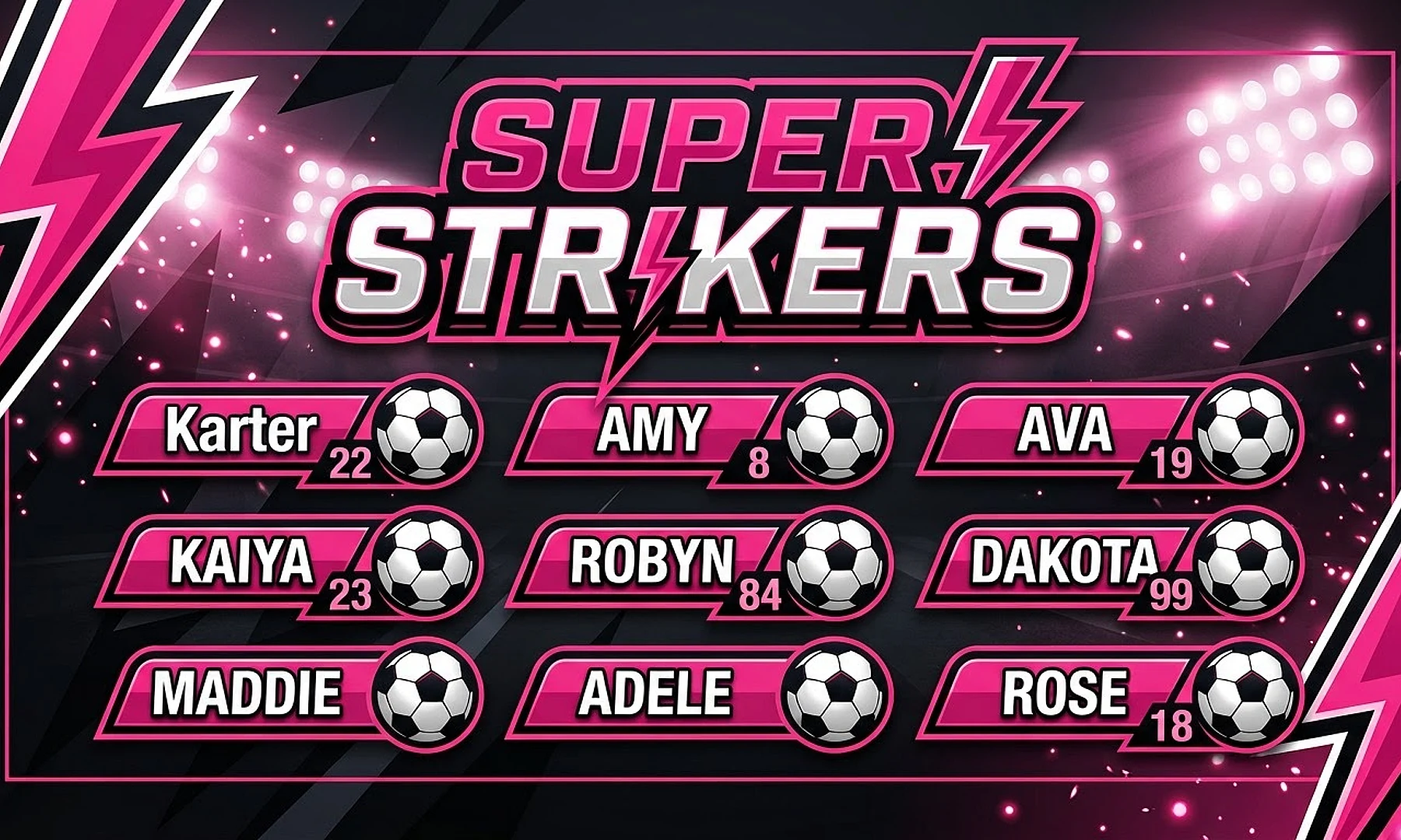 Super Strikers soccer team banner created with AI