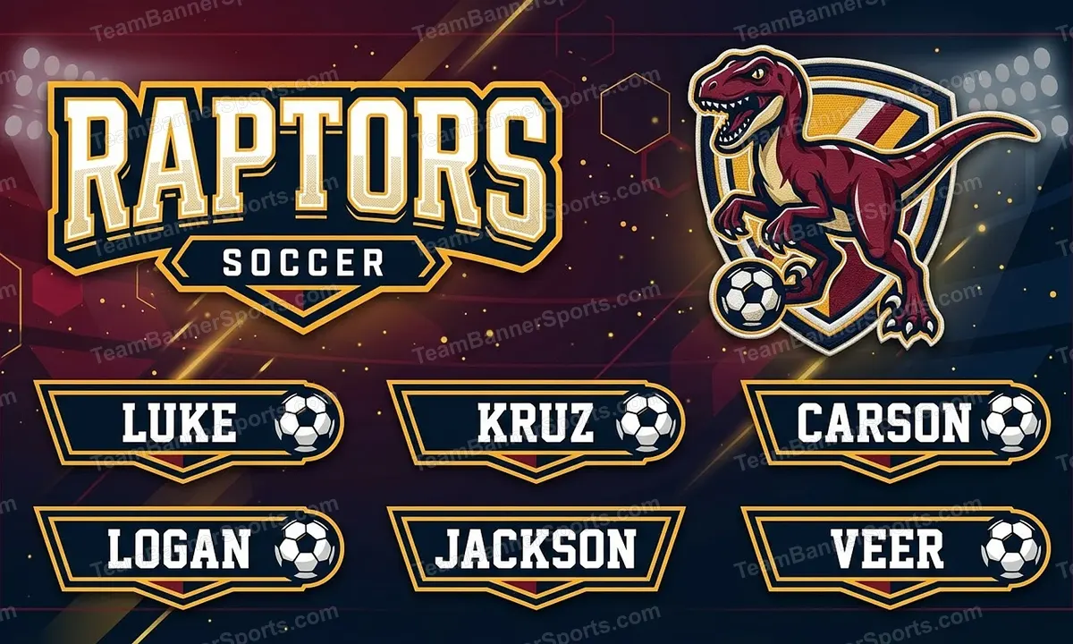 Raptors soccer team banner created with AI