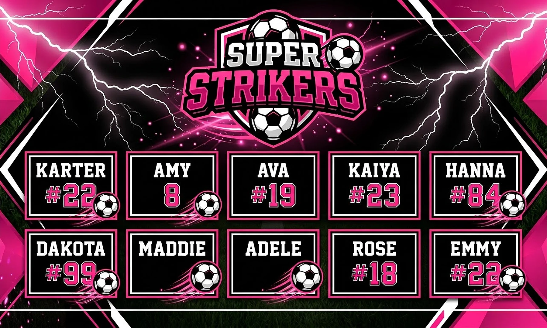 Super Strikers soccer team banner created with AI