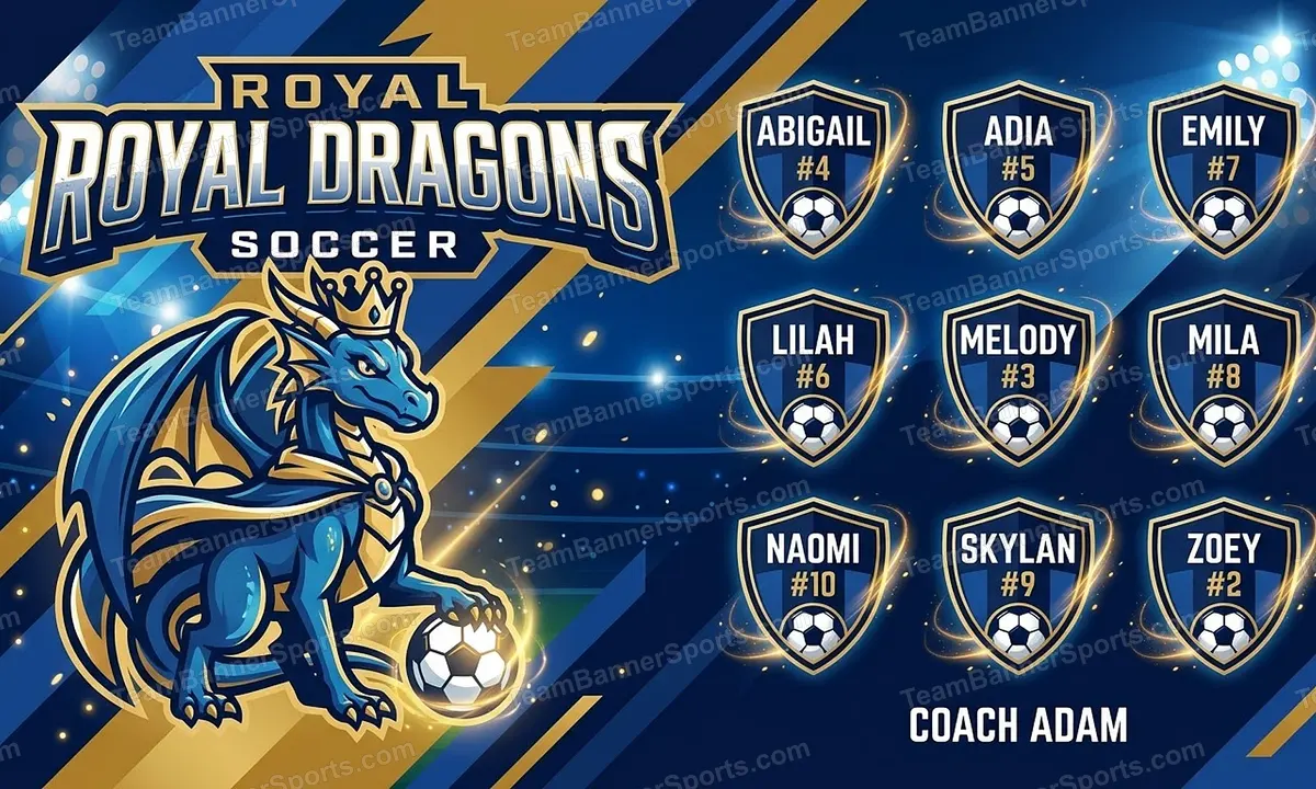 Royal Dragons soccer team banner created with AI